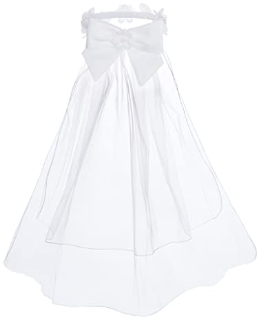 Bonnie Jean Schleier zur Erstkommunion, Weißer Blumenkranz mit Schleife, Einheitsgröße