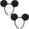 HD Novelty 2 Pieces Black Mickey Mouse Ears & Minnie Mouse Ears on Alice Band with Red and White Polkadot Spotted Bow for Adults/Children Fancy Dress Costume Head Band Accessory Party Decoration Gift