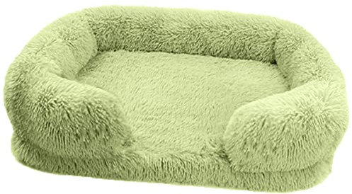 Quadratisches Hundehütte, Katzenhütte, wasserdicht, warm, flauschig, abnehmbar, waschbar, Hundebett, Katzenbett, Welpensofa, rutschfeste Unterseite (2XL (120 x 80 x 20 cm), Grün)