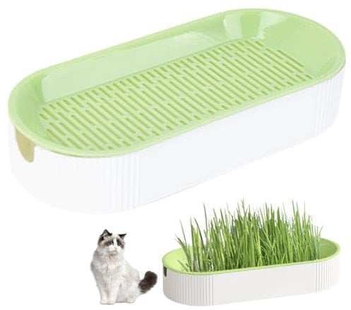 Blogiiup Grass Planter,Tray Plastic Catnip Cat Grass Box Soil Free Cat Plant Planting Box Nursery Cat Plant for Cat, Dogs and Other Pets(No Grass)