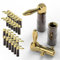 FosPower Right Angle Banana Plugs (12 Pairs / 24 pcs), Closed Screw 24K Gold Plated Banana Speaker Plug Connectors for Speaker Wire, Wall Plate, Home Theater, Audio/Video Receiver, and Sound Systems