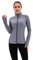 HDTIYUYP Damen Sportjacke UV Trainingsjacke - Laufjacke Leicht Langarm mit Reißverschluss Taschen Full Zip Wanderjacke Frauen Workout Jacke A2/Grau XL