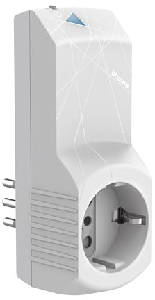 Bticino S3623DC - Enchufe Inteligente con WiFi, Enchufe Inteligente Italiano de Pared, monitoreo de energía de aplicación, Control de Voz, función Temporizador, Compatible con Alexa y Google Home,