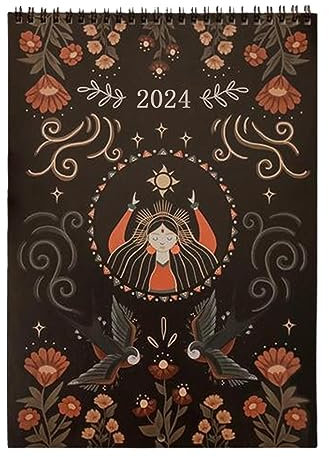 Tsuchiya 2024 Dark Lunar Calendar - Wandkalender 2024 | Dark Lunar Wand-Tier Kalender Mit 12 Original-Illustrationen | Monatskalender Art Deco Für Zuhause Und Büro