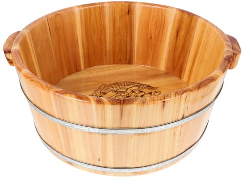 GANAZONO Cuenca De Madera Para Pies - Cubo Para Pedicura y Baño De Masaje Spa Sauna