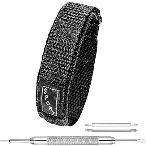 ALPINE Sporty Padded Nylon Fabric Adjustable Strap for 16mm Watch Band - Waterproof & Quick Dry Nylon Replacement Watch Bands for Women & Men - Compatible with Regular and Smart Watch bands
