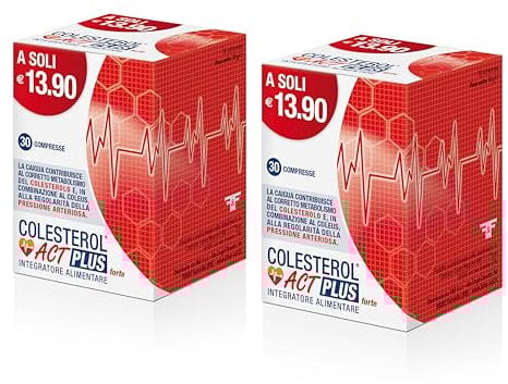Colesterol Act Plus Forte, Integratore Alimentare che Aiuta a Mantenere i livelli Normali di Colesterolo nel Sangue, a base di Caigua, Guggul e Coleus, Confezione Bipacco da 60 Compresse