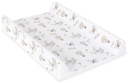 Ceba Baby® Wickelauflage Wickelunterlage - 2 Keil Wickelmulde fürs Babybett 70x50 cm - Wickeltischauflage mit OEKO-TEX® Standard 100 - Made in EU - Wasserdicht und Abwaschbar - Glückliche Vögel