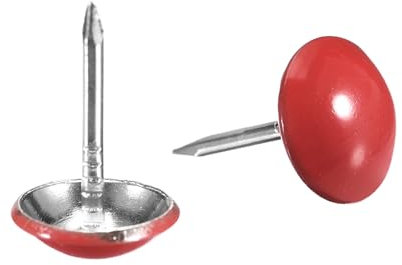 QUARKZMAN 80 Stück Polsternägel, 11 mm x 17 mm, runder Kopf, dekorative Reißzwecken, Reißnägel für Möbel, Sofa Kopfteile, Rot