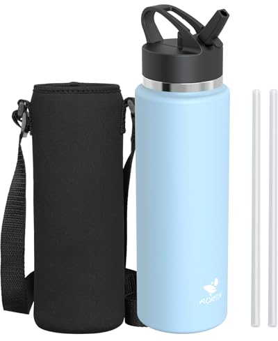 AORIN Stainless Steel Water Bottle - 1000ml - BPA Free & Leakproof - Insulated Water Bottle with Straw - Portable Metal Drinking Bottle - Vacuum Flasks for Fitness, Gym, Travel, Sport