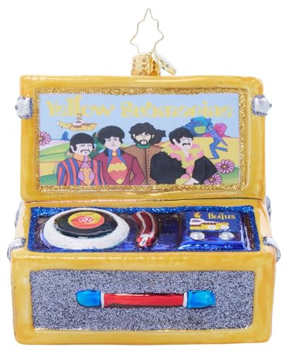 Christopher Radko Hand-Crafted European Glass Christmas Tree Decorative Ornament, Rockin' Yellow Submarine Turntable