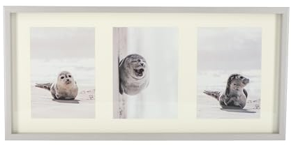 Wackadoo Holz Bilderrahmen Collage 13x18 cm FSC® Holzrahmen Silber Fotowand Fotorahmen mit Glasscheibe mit Passepartout 3er Bilderrahmen Fotogalerie Wandcollage