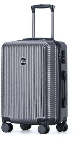 Blade Hartschalen Koffer Mittelgroß - Trolley Leichter Reisekoffer Handgepäck aus ABS mit TSA Schloss - 4 Spinnräder Koffer - Rollkoffer (Grau-L)