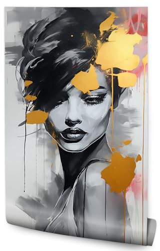 Muralo Fototapete Vlies 3D, Abstraktes Porträt, Frau - 180x270 cm | Beeindruckendes 3D-Design, hochauflösender Druck - ideal für Wohnzimmer und Schlafzimmer, Ein außergewöhnliches Raumerlebnis