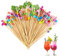 Getyjoe 200 Stück Cocktailspieße Fingerfood Spieße, 15cm Cocktail Sticks Holz Zahnstocher, Verschiedenen Formen Cocktailspieße für Cupcake Obst Toppers Snacks Cocktail Party Deko