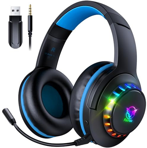 Pacrate 2.4 GHz Cuffie Gaming Wireless per PS5 PS4 PC Mac Switch, Cuffie Wireless Bluetooth con Microfono Rimovibile con Cancellazione del Rumore, 3.5mm Cuffie PS5 per Serie Xbox
