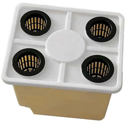 Sharplace Hydrokultur-System-Eimer mit Siphon-Ellenbogen, Blumentopf, Hydrokultur-Behälter, Gemüse-Wachstums-Pflanzgefäß für Hotels, leicht, 4-Loch-Deckel