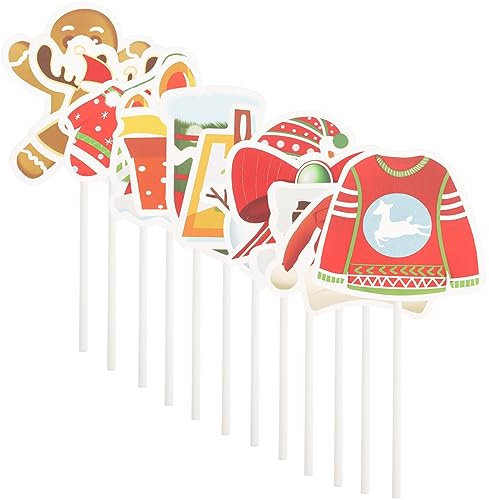 Cabilock 12 Stücke Weihnachten Backen Kuchen Toers Festliche Papier Cupcake Topper Dekorative Weihnachten Kuchen Picks