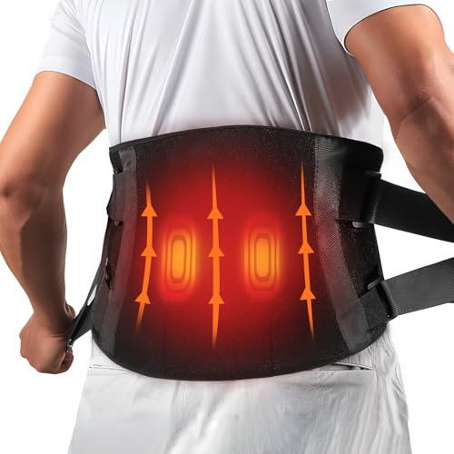 Cordless Heating Pad for Pain Relief, Heat Pads for Waist with 3 Fast Heating & 3 Vibration, Rechargeable Heated Waist Belt Back Warmer, Lower Back Massager for Lumbar, Abdominal, LED Touch Screen