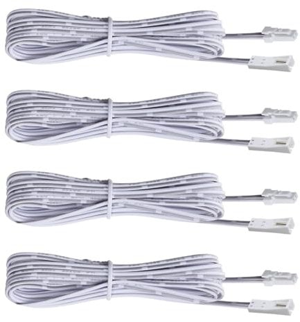 Flexible Extension Cables for AIBOO Cords, 2m RF Wireless LED Driver Extension Cable Under Cabinet Lighting Kit Accessories Lead LED Light White Power Extend Cable White Cord (Pack of 4)
