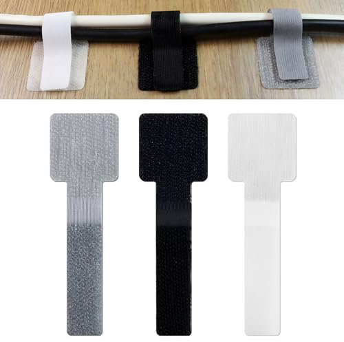 60 Pack Hook and Loop Cable Ties, Adhesive Cable Clips, Cord Organizer for Appliances,Suitable for Office And Home Use, Cable Ties Can Easily Organize Desktop Wires and Network Cables