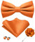 JEMYGINS Herren Matte Einfarbige Fliege mit Taschentuch Manschettenknöpfen und Ansteckblume Set orange Farbe