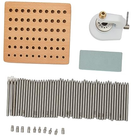 Bonbela Kit D'outils de Piquage de Montres, Ensemble de Presses de Piquage de Réparation de Montres avec 50 Poinçons et 10 Piquets pour Travaux de Poinçonnage et de Bijouterie D'horloger