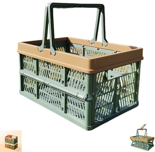 Wuyue Hua Large Collapsible Storage Crates,Plastic Folding Storage Crates,Collapsible Crate with Handles Plastic Stackable Boxes for Bedroom, Office, Home, Kitchen, Bathroom