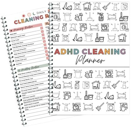 Xiciki ADHD Cleaning Planner, Daily Weekly Monthly Household Cleaning Planner, Cleaning Schedule and Checklist Organizer, Clear Planning to Prevent Procrastination DIY Home Improvement
