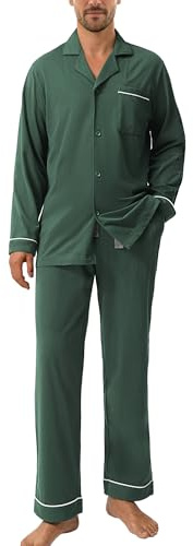 DAVID ARCHY Mens Pyjamas Set 100% Cotton Soft Pjs Classic Button Down Nightwear Long Sleeve & Bottoms PJs-Sleepwear Gifts for Him