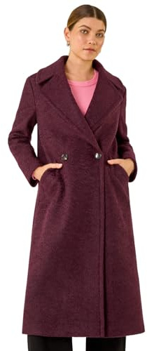 Roman Originals Textured Buttoned Boucle Coat for Women UK - Ladies Everyday Autumn Winter Collar & Revere Comfy Soft Evening Vacation Work Party Night Out