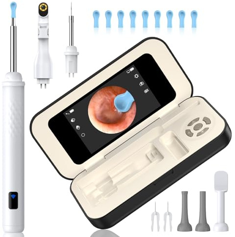 Earglow Ohrenschmalz Entferner Otoskop mit 3.97,Ohrenreiniger Mit Kamera | Bildschirm Kein App Download Erforderlich, Mitesserentferner, Mundpflege-Hilfe, Magnetmontage, Ladekoffer, Für Familie,Reise