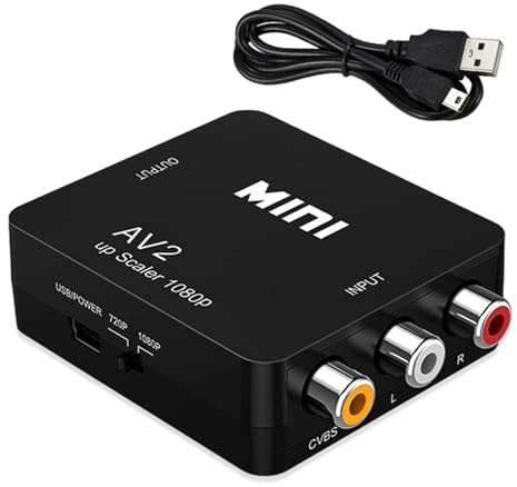 RUILILANG RCA to HDMI Converter, AV to HDMI Adapter, Mini RCA Composite CVBS AV to HD-MI Video Audio Converter Adapter, 1080P Composite Video Adap-ter for PC DVD Camera