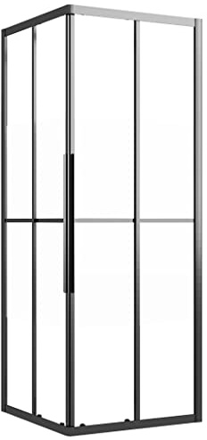 Box doccia semiopaco ESG, 80 x 80 x 180 cm, nero, con telaio in alluminio, doccia angolare con vetro di sicurezza, porta scorrevole silenziosa, ingresso a nicchia salvaspazio, design moderno per bagno