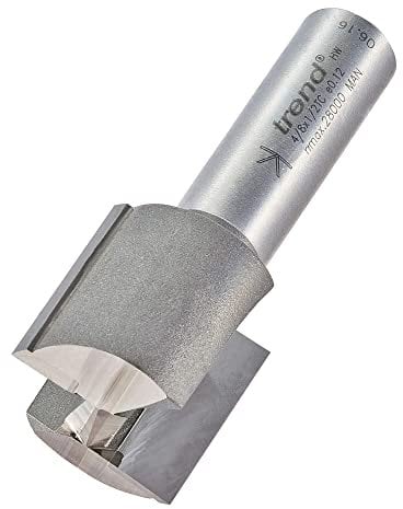 Trend Professional Two Flute Router Cutter Bit, 1/2 Inch Shank, 25.4mm Cut Diameter & 25mm Cut Length, Tungsten Carbide Tipped, 4/8X1/2TC