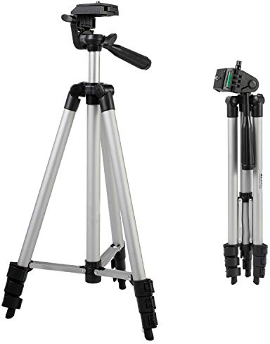 Zeikos 50 Inch Aluminum Camera Tripod, Lightweight with Bubble Level Indicator + Free MiracleFiber Microfiber Cleaning Cloth and Carrying Bag