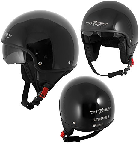 Casque Moto Scooter Jet Visiere Pare-Soleil ECE 22 Noir XS
