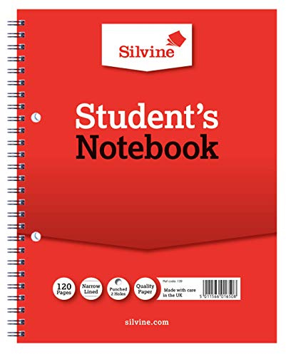 Silvine 9x7 Twin Wire Student's Notebook. 120 Pages Ruled 6mm Feint