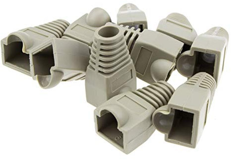 kenable RJ45 Boots For CAT6 Ethernet Networking Cables 6mm Entry - Grey [10 Pack]