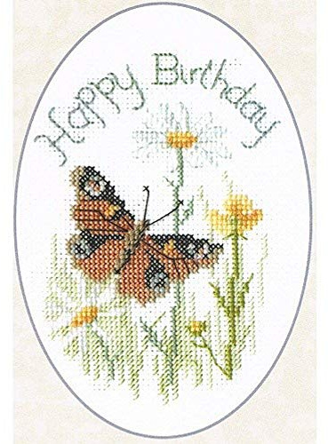 Derwentwater Designs Butterfly and Daisies greetings card cross stitch kit