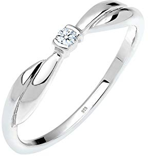 Elli DIAMONDS Ring Damen Verlobung mit Diamant (0.03 ct.) in 925 Sterling Silber