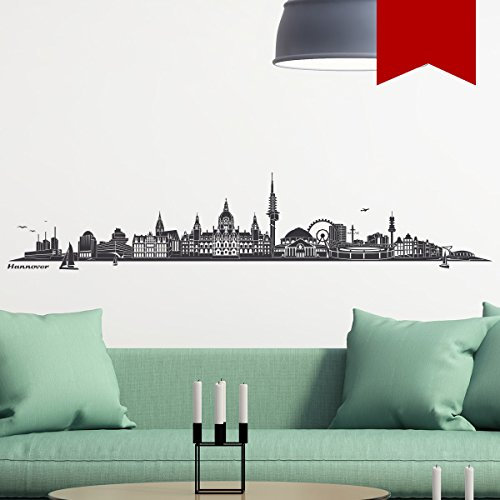 WANDKINGS Wandtattoo Skyline Hannover 160 x 32 cm rot - erhältlich in 33 Farben