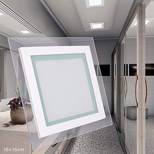 LED Panel 18W ECKIG quadratisch neutralweiß Glasrand leuchtend Einbaustrahler Einbauleuchte Deckenstrahler Deckenleuchte Deckenlampe Ultraslim Slim