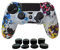 Hikfly Silikon mit Gummi-Öl-Gel-Controller Deckel Hautschutz Fall Faceplates Kits für Sony Playstation 4 PS4 / PS4 Slim / PS4 Pro Controller (1x Controller Abdeckung mit 8 x Joystic Caps)(Weiß Farbe)