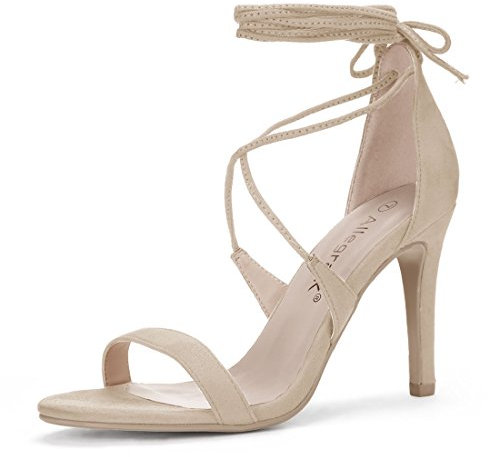 Allegra K Sandalias con Cordones De Tacón Alto De Estilete Abierto De Mujer Beige 36