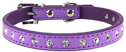 Newtensina Stilvolle Hundehalsband weiche Wildleder niedliche Bling Hundehalsband mit Diamante
