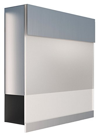 Briefkasten mit Zeitungsfach, Design Briefkasten Edelstahl I Acryl Weiß Manhattan - Bravios