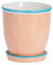 Nicola Spring Patterned Plant Pot with Saucer - Orange - 20.5cm Porcelain Indoor Ceramic Planter with Drainage Holes Outdoor Garden Flower Pots for House & Garden Flowers