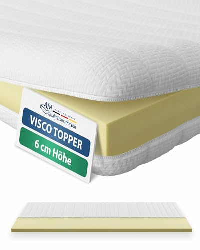 AM Qualitätsmatratzen Visco Topper 140x190cm Memory Foam - Made in Germany - Oeko TEX zertfizierter Viscoschaum Topper 140x190 H2 mit waschbarem Bezug - Weiche Matratzenauflage 140x190 viscoelastisch