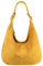 OBC Made in Italy Damen XXL Ledertasche Leder Wildleder Shopper Tasche Schultertasche Umhängetasche Hobo-Bag Beuteltasche (Gelb)